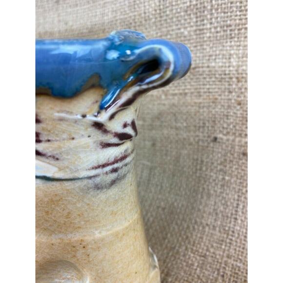 Hand Thrown Hand Painted Ceramic Utensil Caddy Holder Fish Shells - Picture 7 of 8